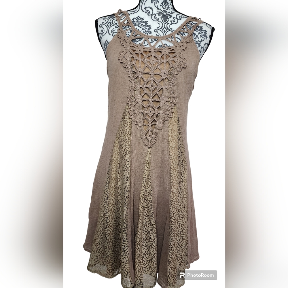 Altard State Neutral Bohemian Mini Dress size Large